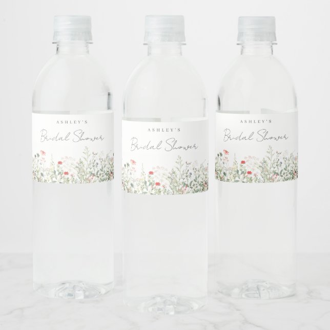 Wildflower Meadow Bridal Shower Water Bottle Label (Bottles)