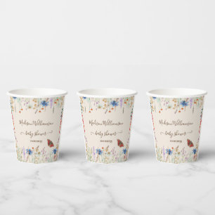 Wildflower Meadow Butterfly Baby Shower Paper Cups