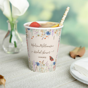 Wildflower Meadow Butterfly Bridal Shower  Paper Cups