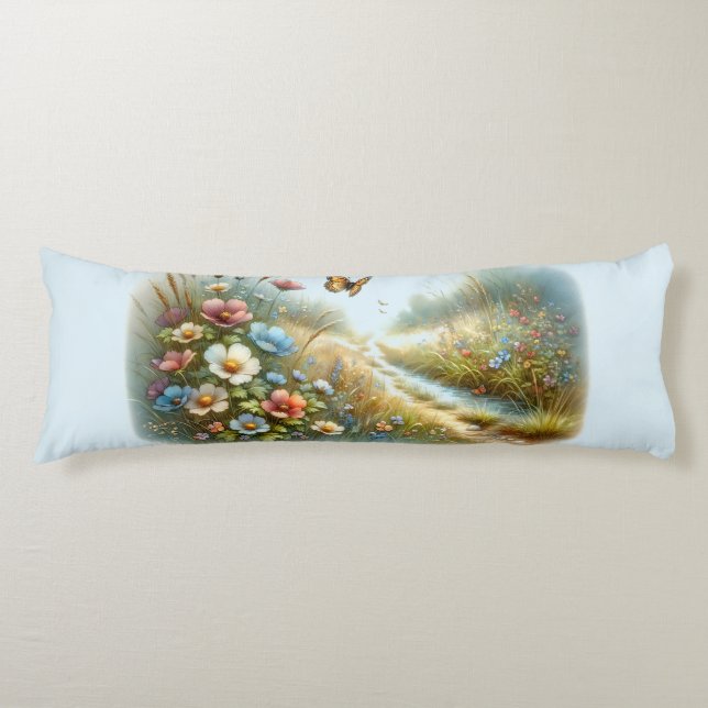 Wildflower Meadow Butterfly Garden Body Pillow (Front)