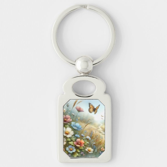 Wildflower Meadow Butterfly Garden Keychain (Front)