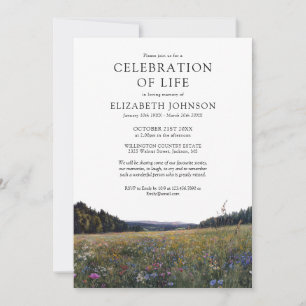 Wildflower Meadow Celebration Of Life Funeral Invitation