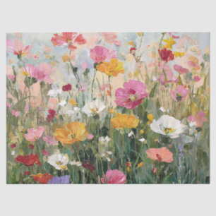 Wildflower Meadow Colourful Floral Oil Painting Tissue Paper