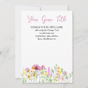 Wildflower Meadow Custom Baby Shower Game Card