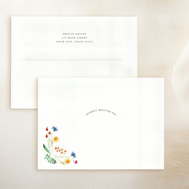 Wildflower Meadow Design, Return Address Printed Envelope (Creator Uploaded)