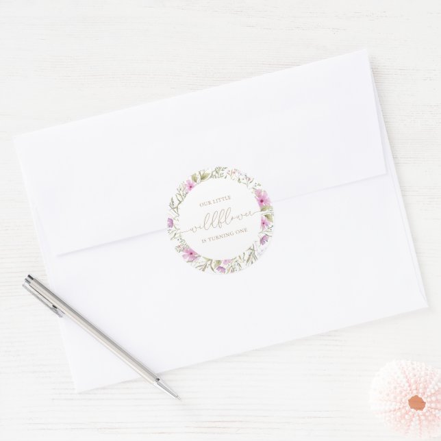 Wildflower Meadow | First Birthday  Classic Round Sticker (Envelope)