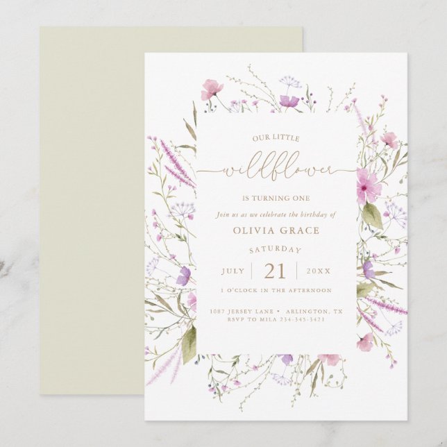 Wildflower Meadow | First Birthday Invitation (Front/Back)