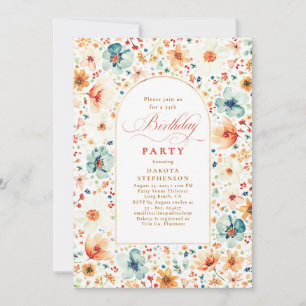Wildflower Meadow Floral Elegant Garden Birthday Invitation