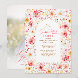 Wildflower Meadow Floral Elegant Garden Graduation Invitation