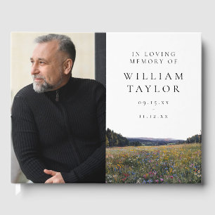 Wildflower Meadow Floral Memorial Funeral Photo Guest Book