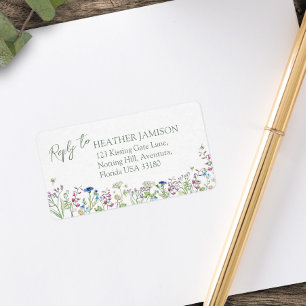 Wildflower meadow floral watercolor art wedding  label