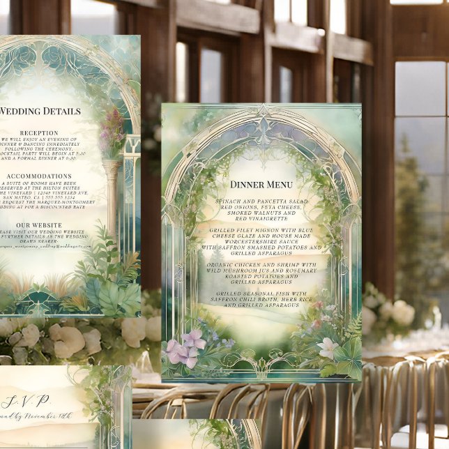 Wildflower Meadow Forest Elegant Wedding Menu Invitation (Creator Uploaded)