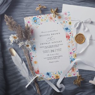 Wildflower Meadow Garden Floral QR Code Wedding Invitation