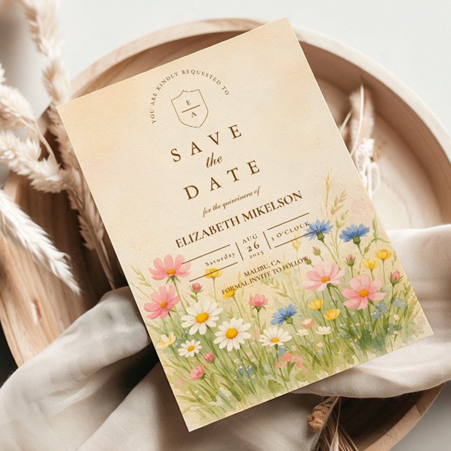 Wildflower Meadow Gold Quinceañera Save The Date (Creator Uploaded)