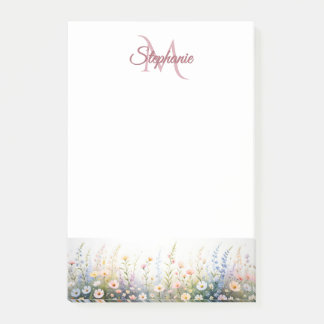 Wildflower Meadow in Bloom Name Monogram Post-it Notes
