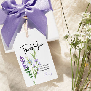 Wildflower Meadow Lilac Purple Thank You Gift Tags