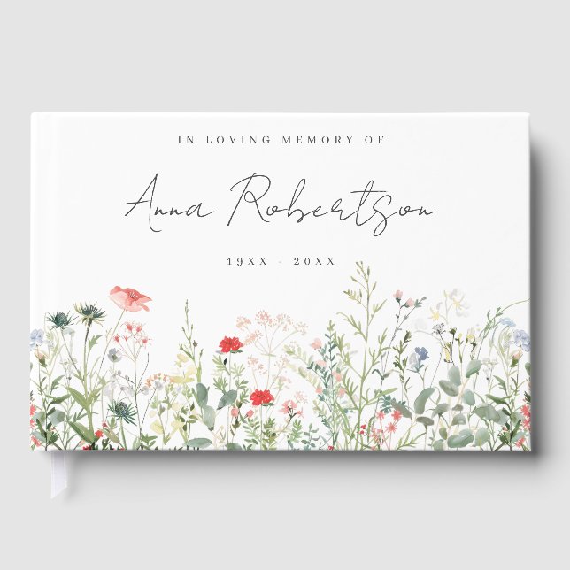 Wildflower Meadow Memorial Service Funeral Guest Book (Front)
