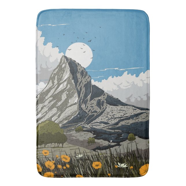 Wildflower Meadow Mountain Bath Mat (Front Vertical)