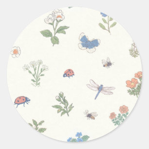 Wildflower Meadow Pattern Botanical Garden Floral Classic Round Sticker