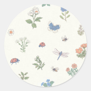 Wildflower Meadow Pattern Botanical Garden Floral  Classic Round Sticker