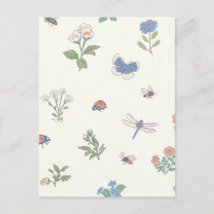 Wildflower Meadow Pattern Botanical Garden Floral  Postcard