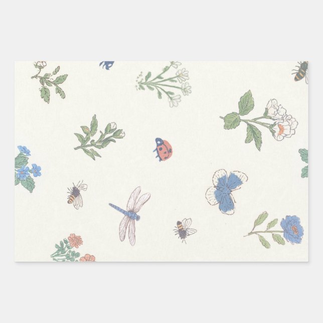 Wildflower Meadow Pattern Botanical Garden Floral  Wrapping Paper Sheet (Front)