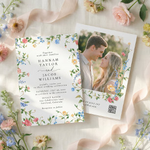 Wildflower Meadow Photo Wedding Invitation