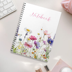 Wildflower Meadow Pink Script Notebook