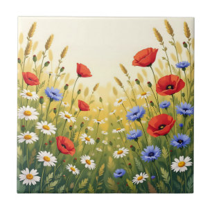 Wildflower Meadow Poppy Pattern Tile