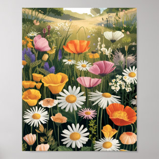 Wildflower Meadow Poster – Colorful Botanical 