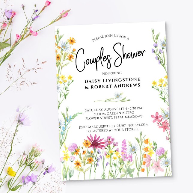 Wildflower Meadow Pretty Floral Couples Shower Invitation (Couples Shower Invitation from the Wildflower Meadow Bridal Shower Collection)