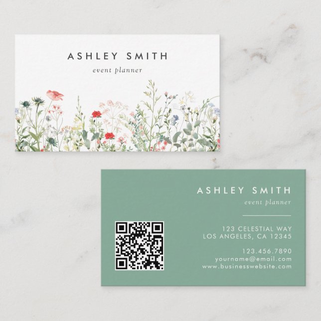 Wildflower Meadow QR Code Business Card (Front/Back)