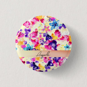 Wildflower Meadow Shabby Flowers 1 Inch Round Button