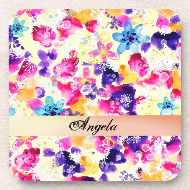 Wildflower Meadow Shabby Flowers Coaster (Front)