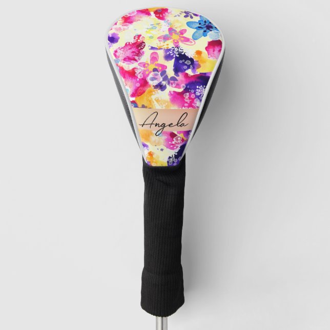 Wildflower Meadow Shabby Flowers Golf Head Cover (Front)