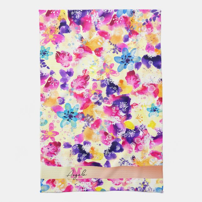Wildflower Meadow Shabby Flowers Kitchen Towel (Vertical)