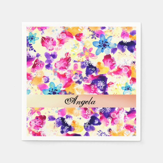 Wildflower Meadow Shabby Flowers Napkin (Front)
