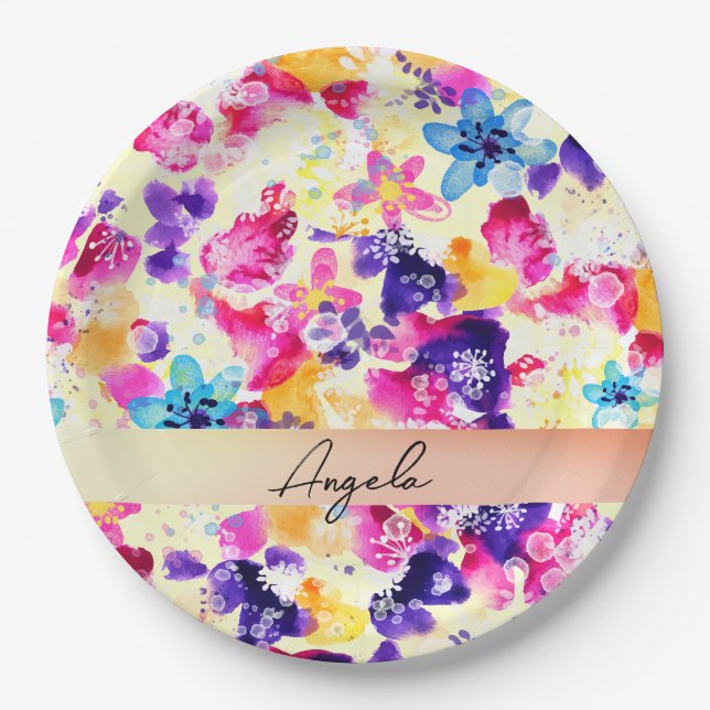 Wildflower Meadow Shabby Flowers Paper Plate (Front)