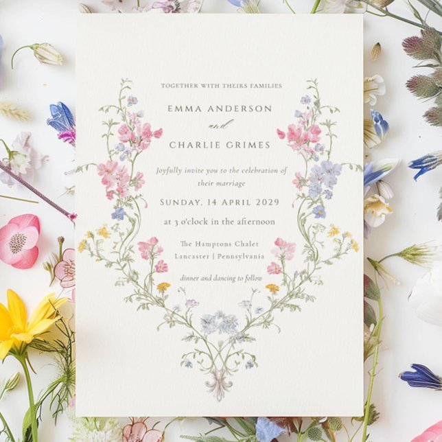 Wildflower Meadow Spring Summer Botanical Wedding Invitation (Creator Uploaded)