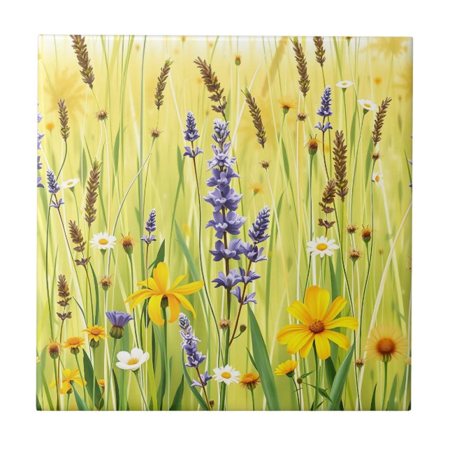 Wildflower Meadow Summer Pattern Tile (Front)