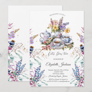 Wildflower Meadow Tea set Bridal Shower  Invitation