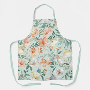 Wildflower Meadow Watercolor Blue Floral Pattern Apron