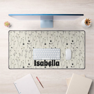 wildflower meadow,watercolor boho wild flowers,pre desk mat