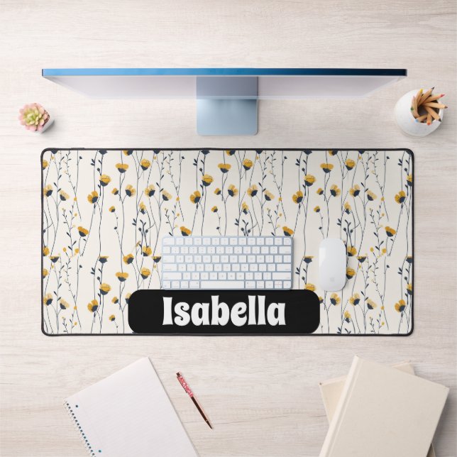 wildflower meadow,watercolor boho wild flowers,pre desk mat (Office 1)