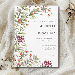 Wildflower Meadow Watercolor Botanical Wedding Invitation