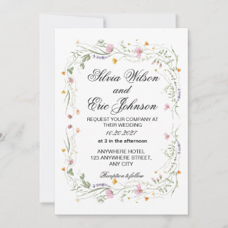 Wildflower Meadow Watercolor Floral Boho Invitation