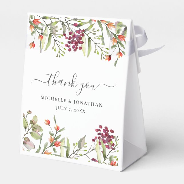 Wildflower Meadow Wedding Gift Favour Bag Favor Box (Back Side)