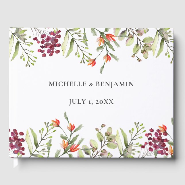 Wildflower Meadow Wedding Guest Book (Front)