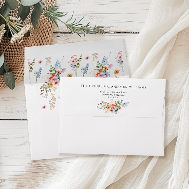 Wildflower Meadow Wedding Return Address Envelope (Creator Uploaded)