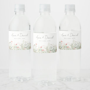 Wildflower Meadow Wedding Water Bottle Label